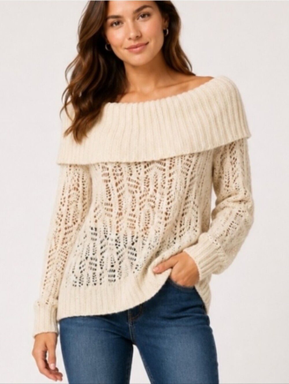 New Directions Open Knit Off-Shoulder Sweater - 2X - Excellent Condition